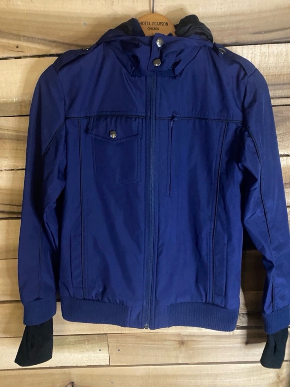 Babaton by Aritzia full zip women’s hooded jacket size small navy blue